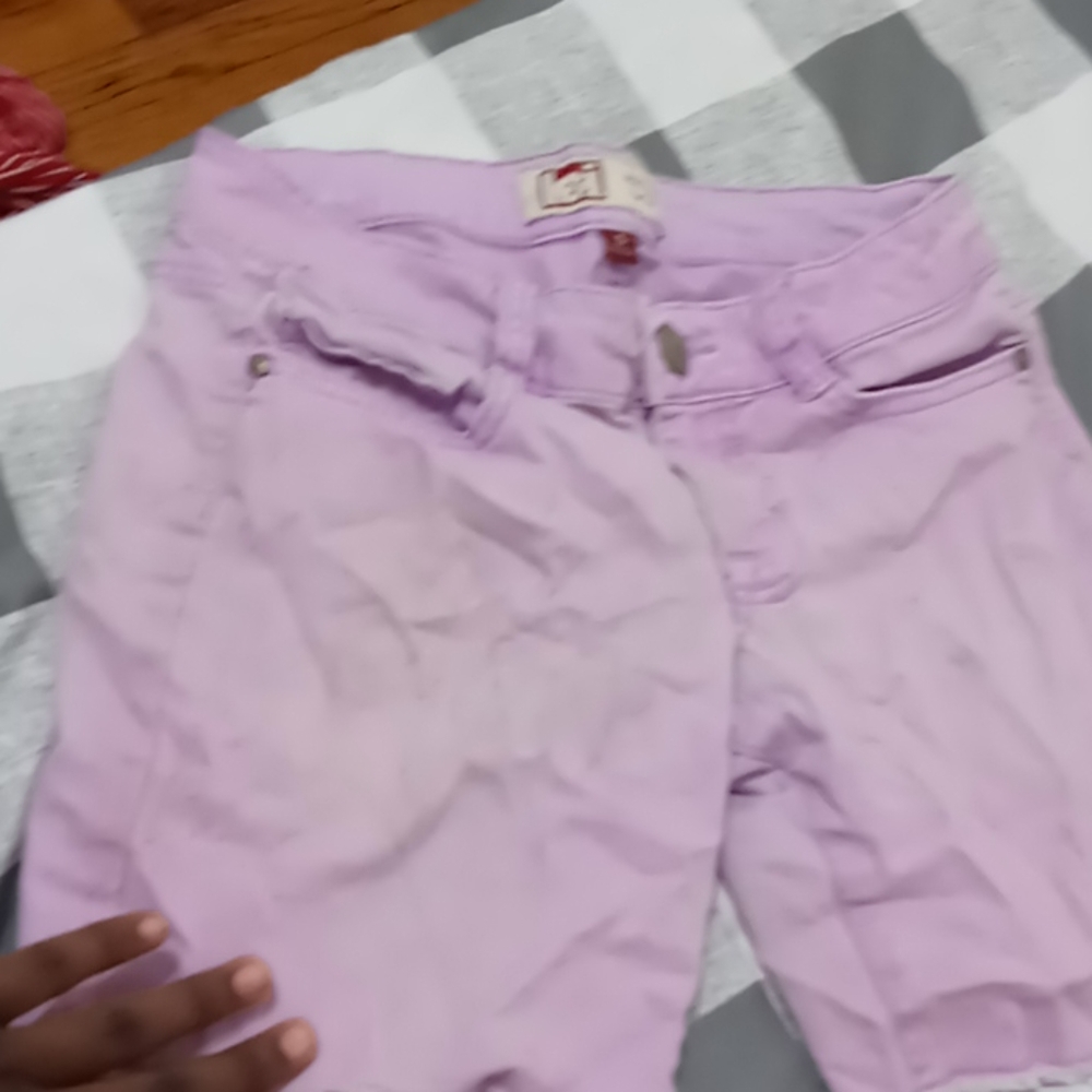 Bright purple shorts